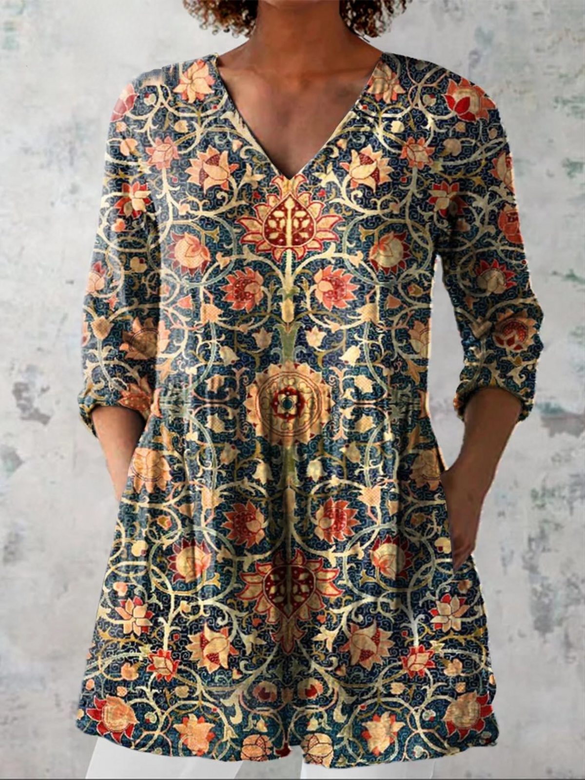 Celine — Soft-Knit V-Neck Blouse