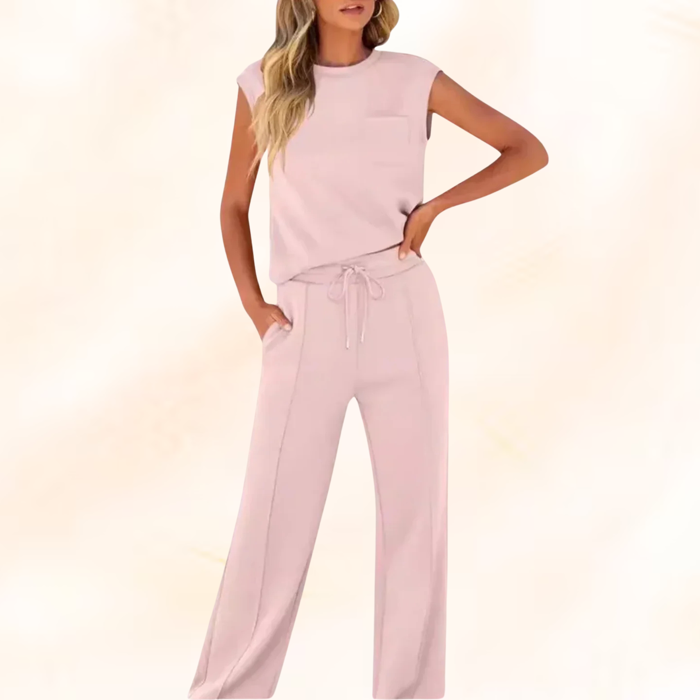 JENNIFER - Women's Sleeveless Top and Wide Leg Pants Set