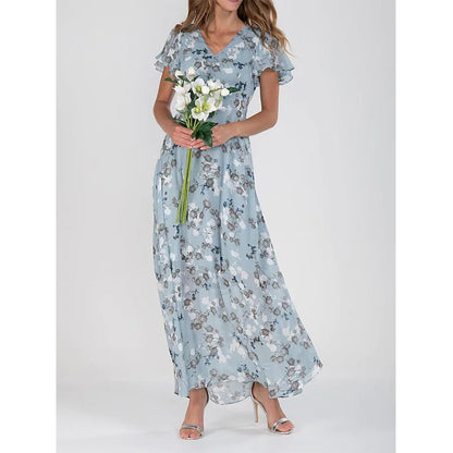 Serene Floral Chiffon Dress