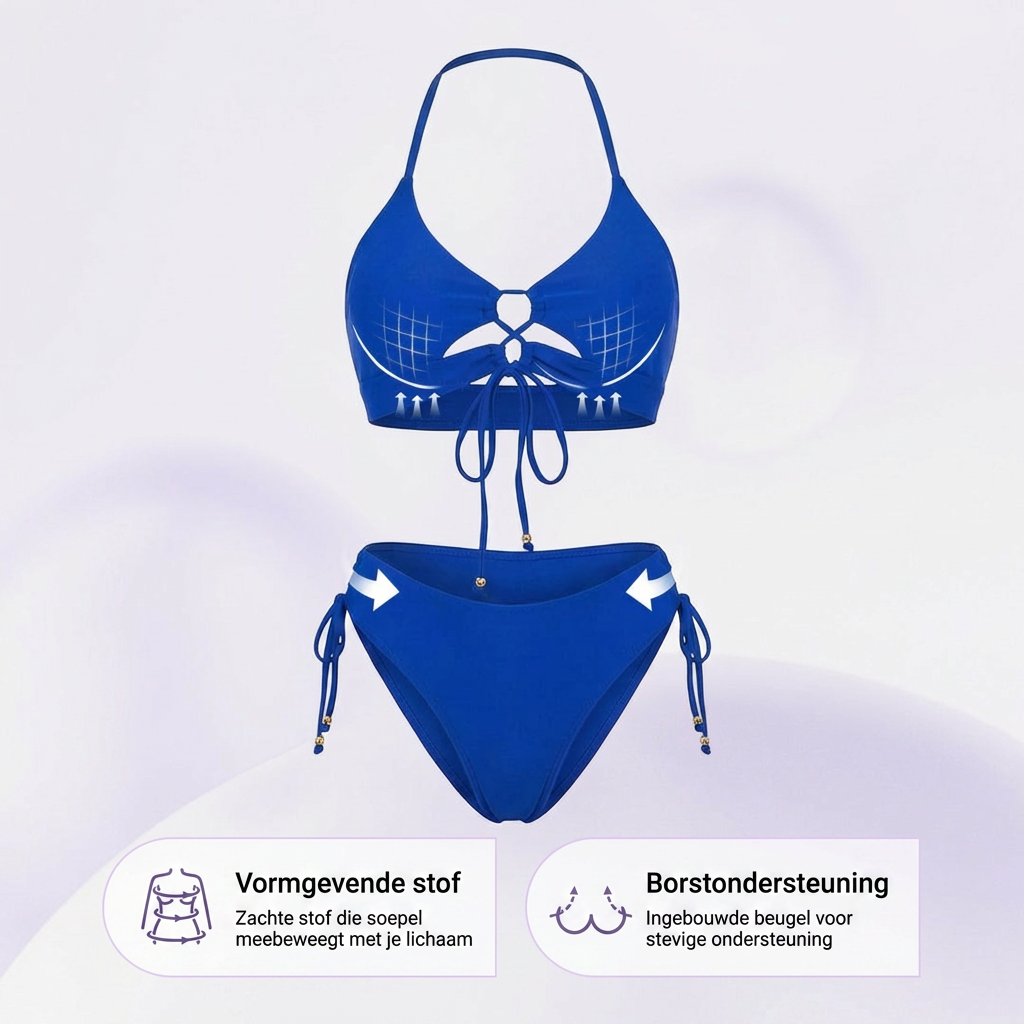 Nadia | Halter Bikini met Vetersluiting