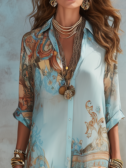 Celeste - Flowing Baroque Chiffon Maxi Dress