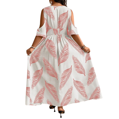 SERINA™ – Tropical Print Off-Shoulder Maxi Dress