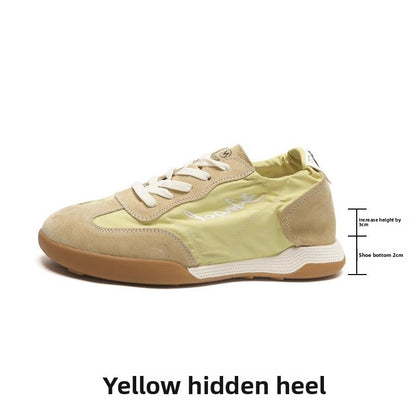 Women's Breathable Leather Ballet Training Sneakers with Inner Height