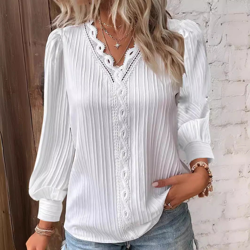 Sophia - Lace Trim Blouse