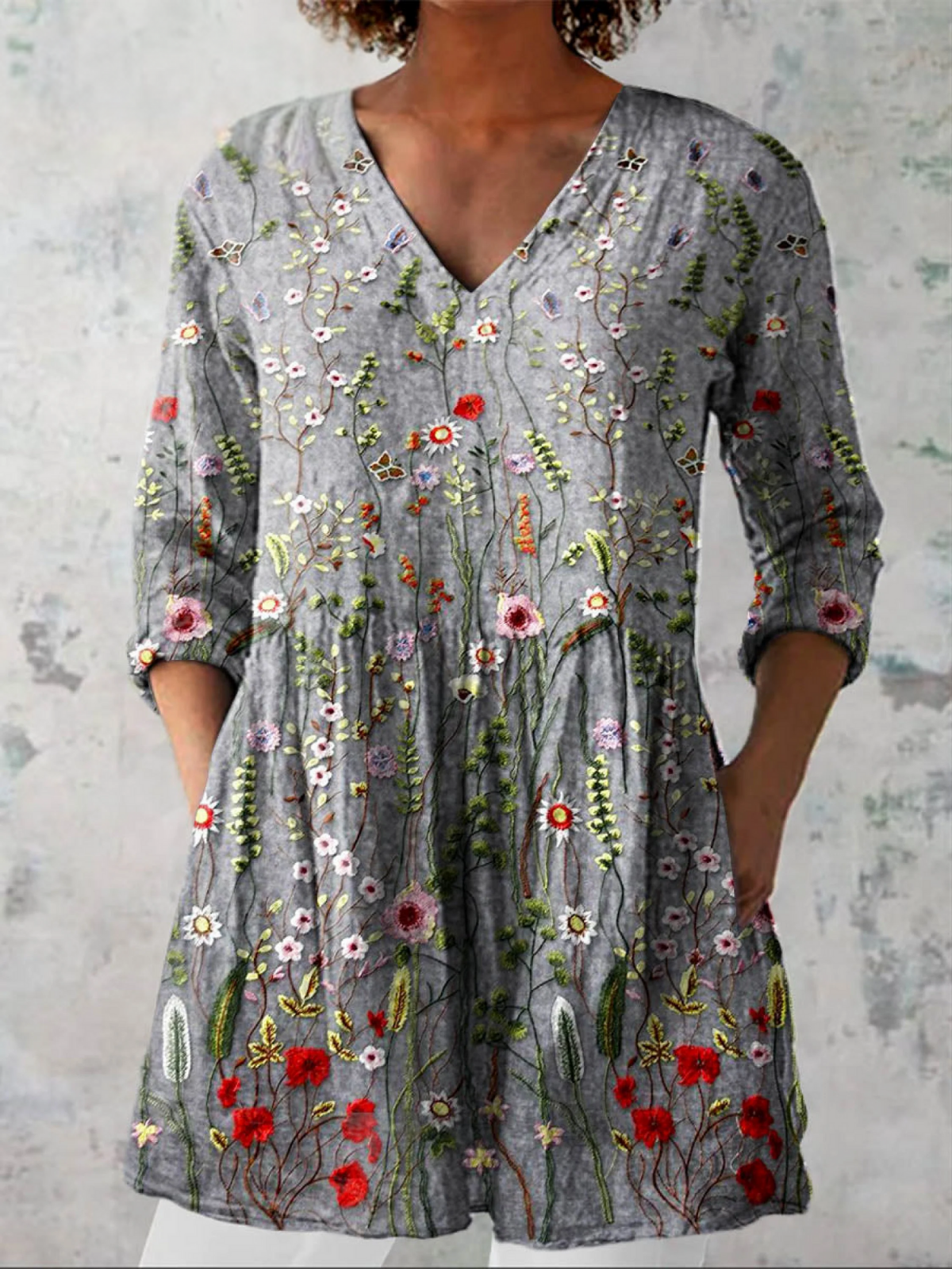 Amelie — Soft-Knit V-Neck Blouse