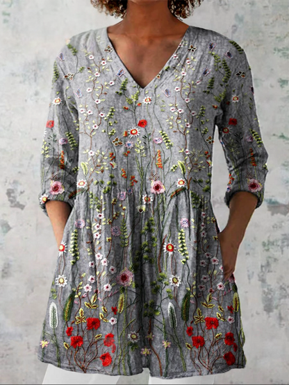 Amelie — Soft-Knit V-Neck Blouse