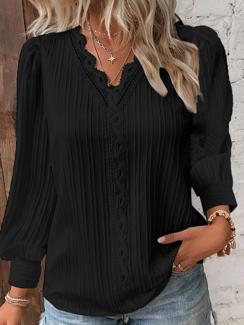 Sophia - Lace Trim Blouse