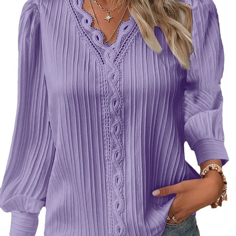 Sophia - Lace Trim Blouse