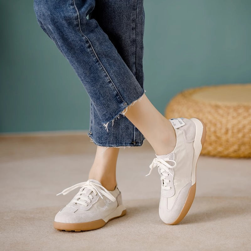 Women's Breathable Leather Ballet Training Sneakers with Inner Height