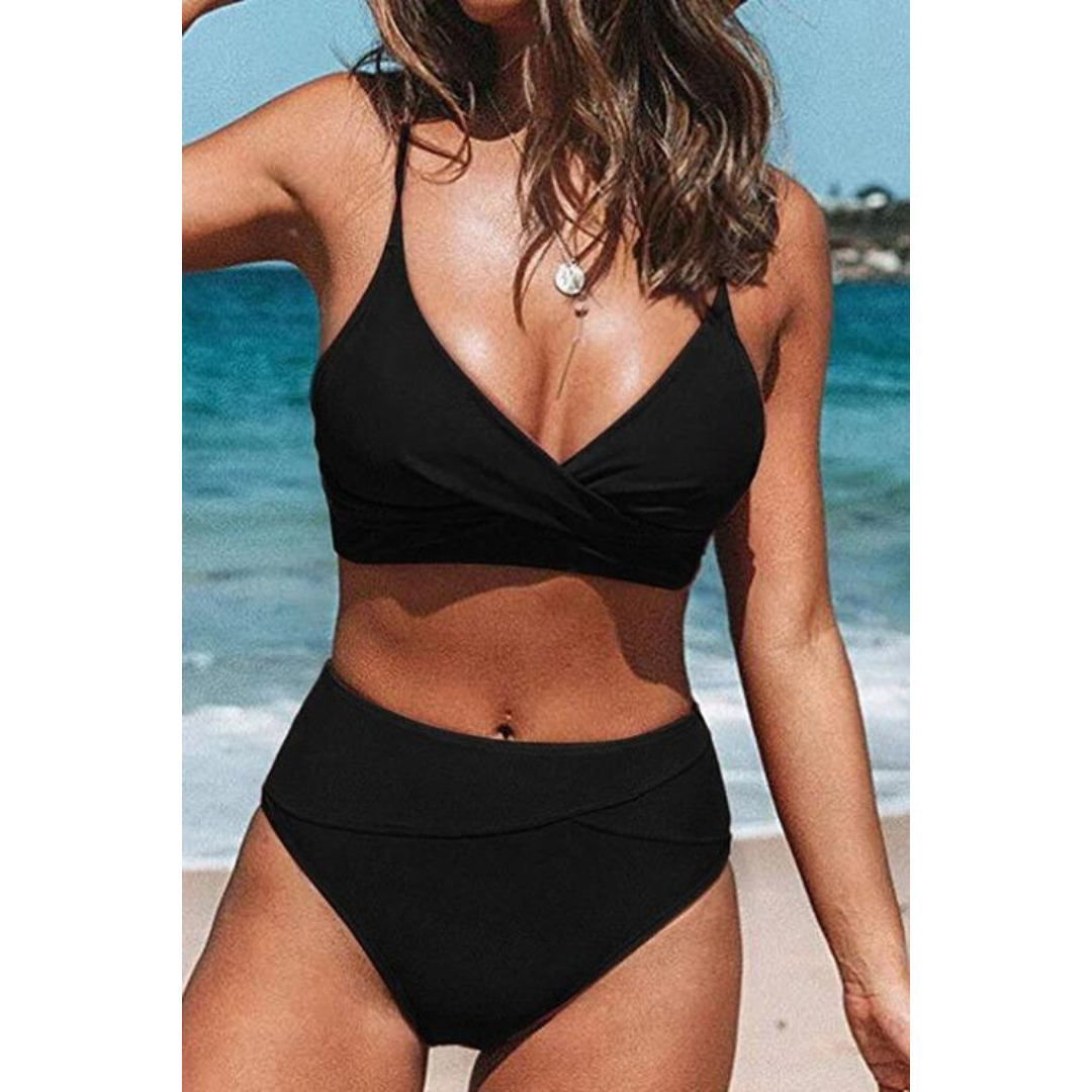 Jodi | Hoge Taille Bikini met Speelse V-hals