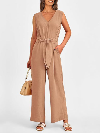 Grace - V-neck wide-leg jumpsuit