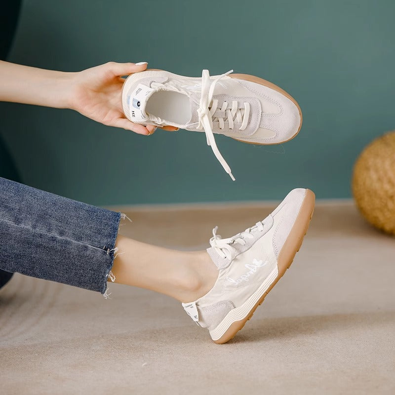 Women's Breathable Leather Ballet Training Sneakers with Inner Height