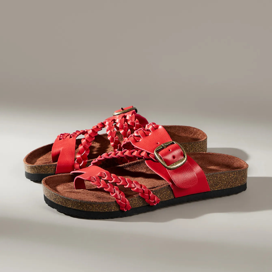 Hazel - Braided Leather Slides