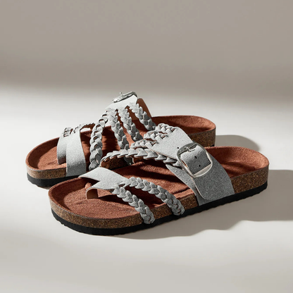 Hazel - Braided Leather Slides