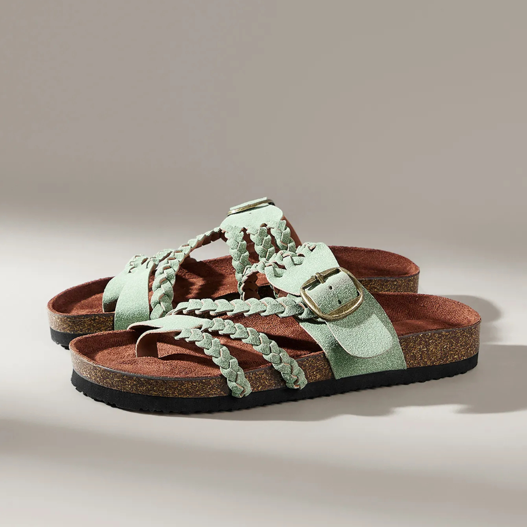 Hazel - Braided Leather Slides