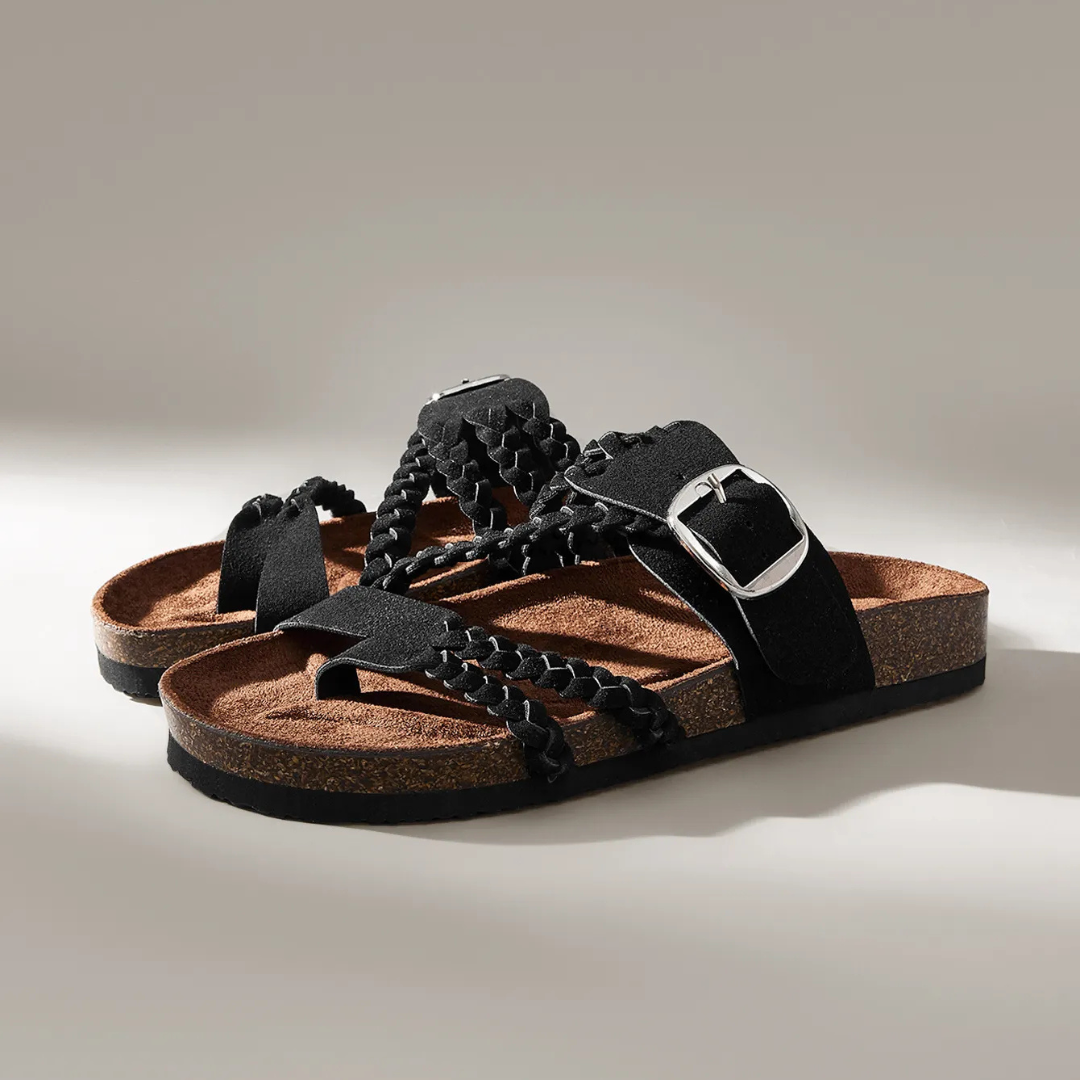 Hazel - Braided Leather Slides