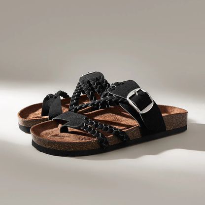 Hazel - Braided Leather Slides
