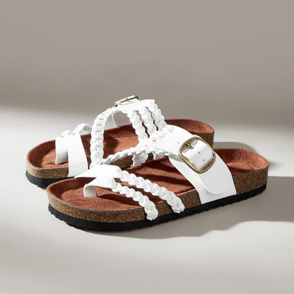 Hazel - Braided Leather Slides