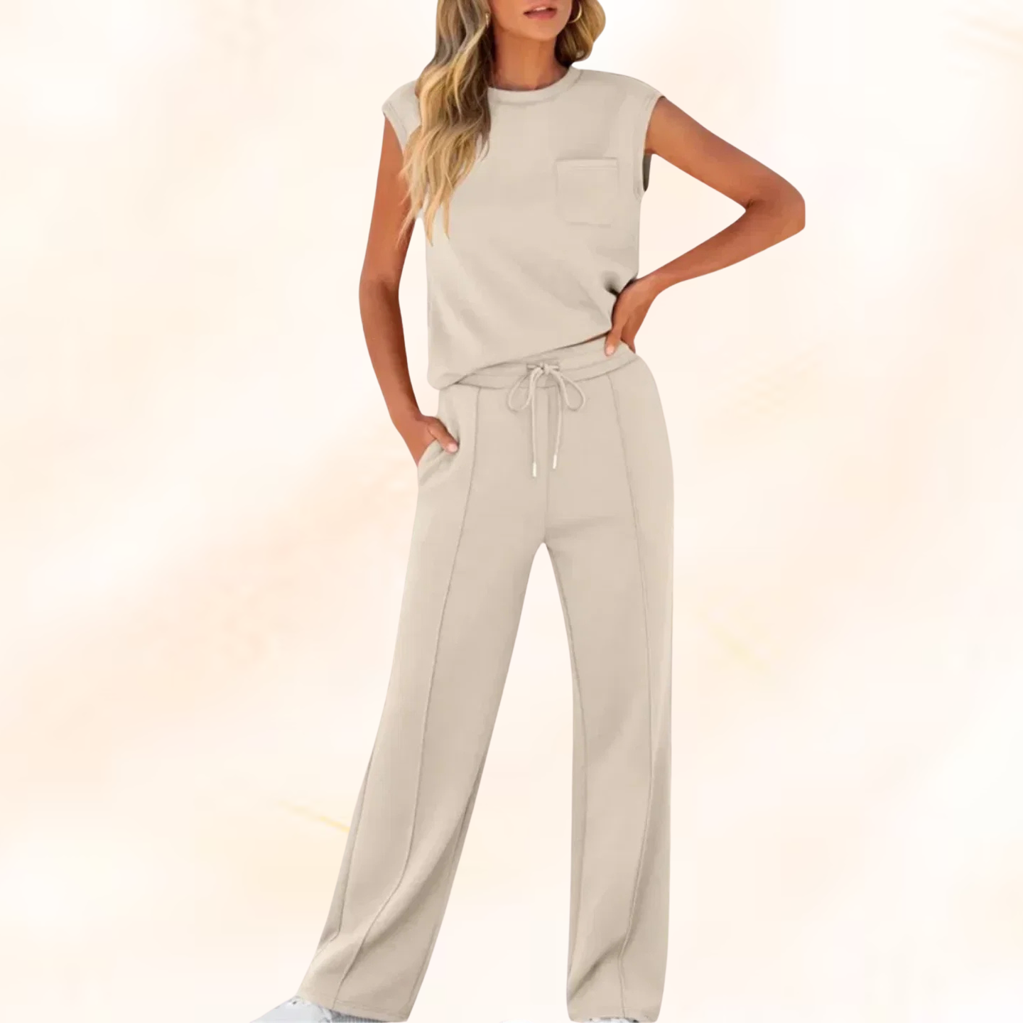 JENNIFER - Women's Sleeveless Top and Wide Leg Pants Set