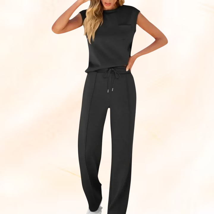 JENNIFER - Women's Sleeveless Top and Wide Leg Pants Set