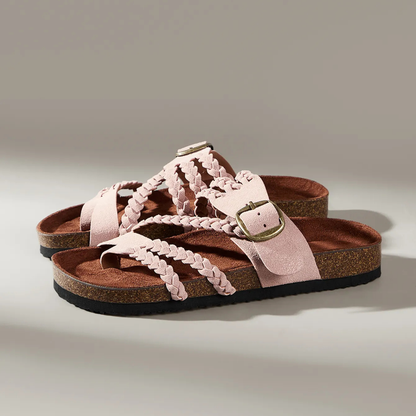 Hazel - Braided Leather Slides