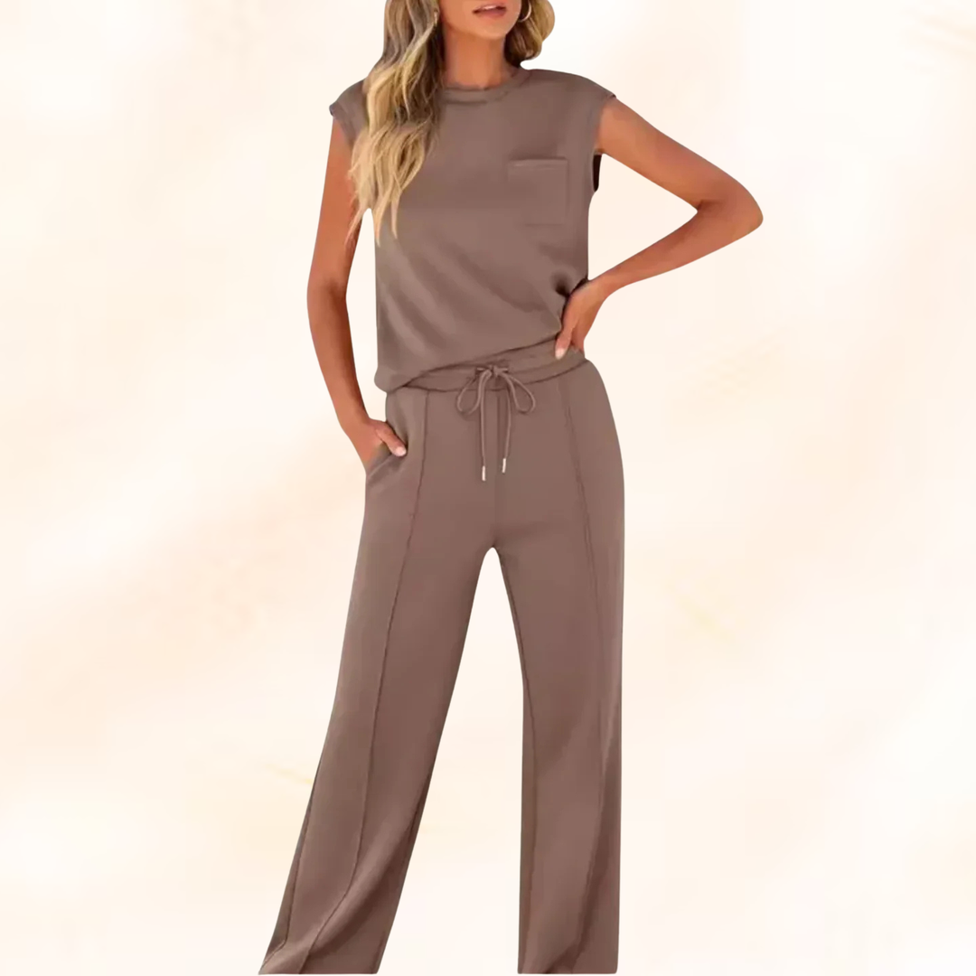 JENNIFER - Women's Sleeveless Top and Wide Leg Pants Set