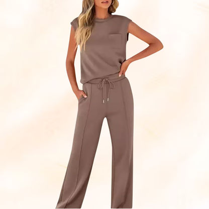 JENNIFER - Women's Sleeveless Top and Wide Leg Pants Set