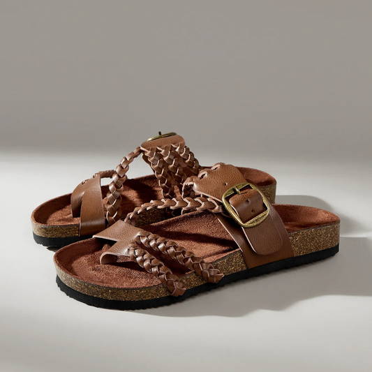 Hazel - Braided Leather Slides