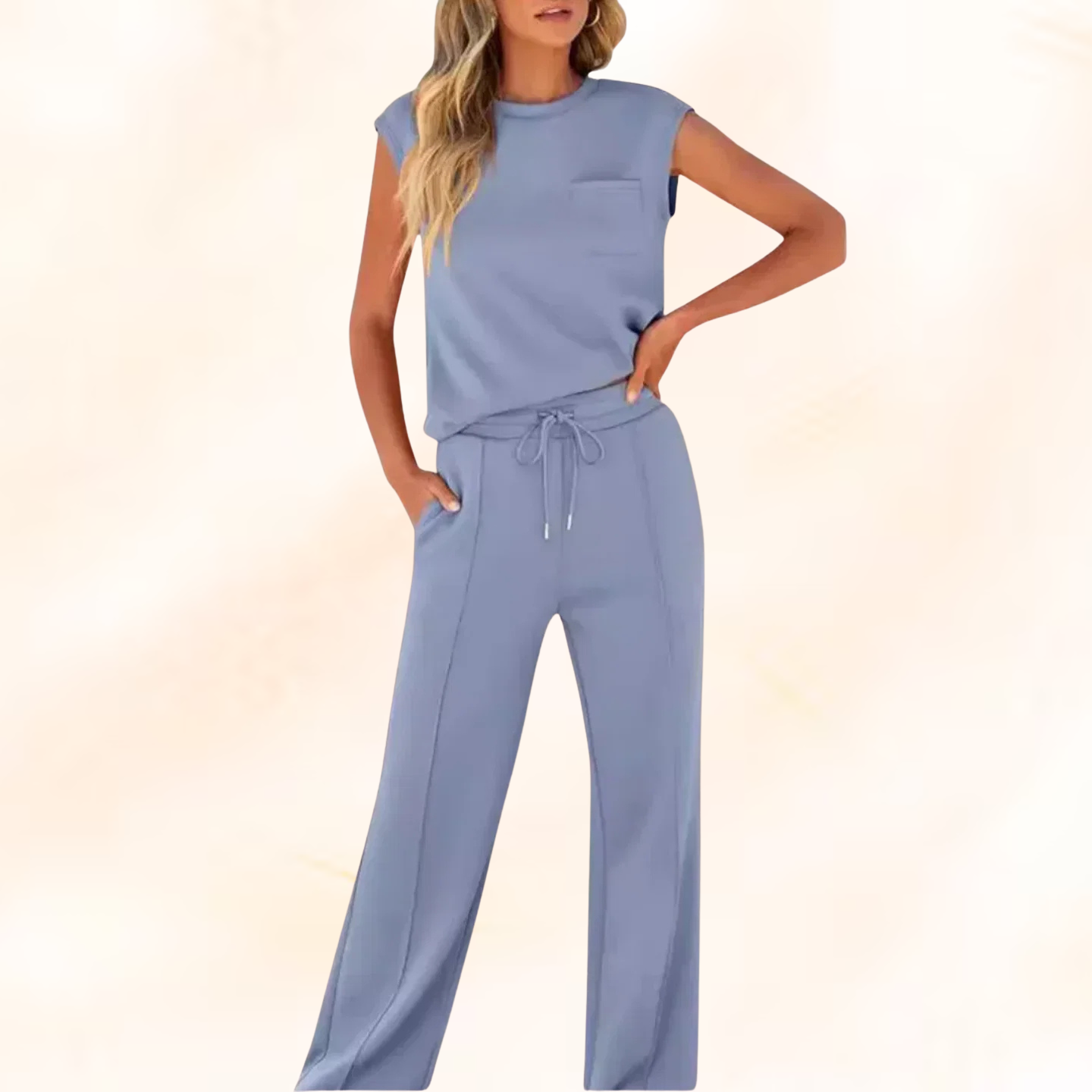 JENNIFER - Women's Sleeveless Top and Wide Leg Pants Set