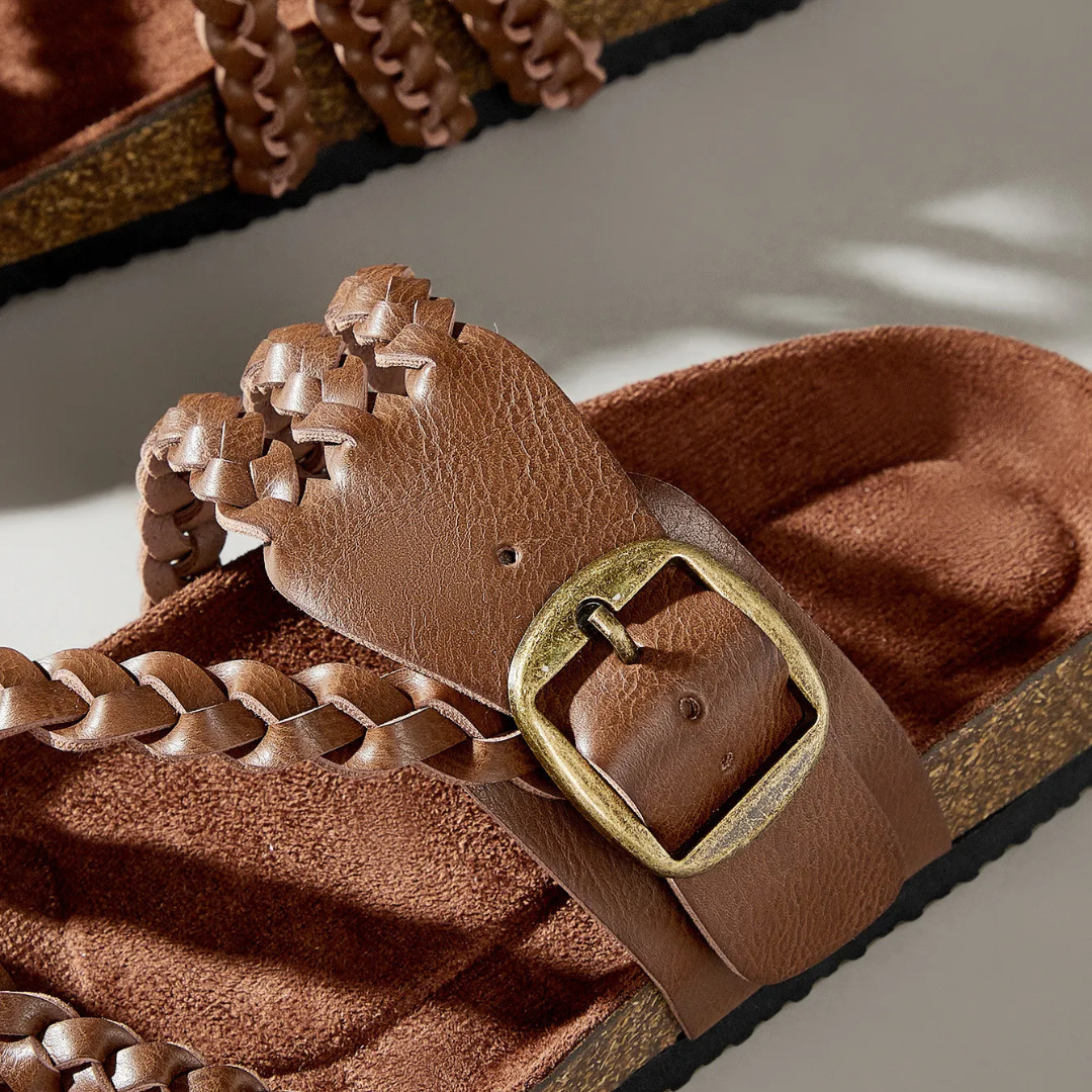 Hazel - Braided Leather Slides