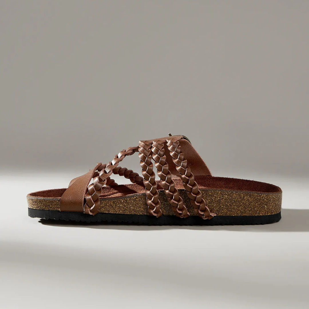 Hazel - Braided Leather Slides