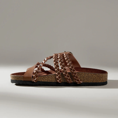 Hazel - Braided Leather Slides