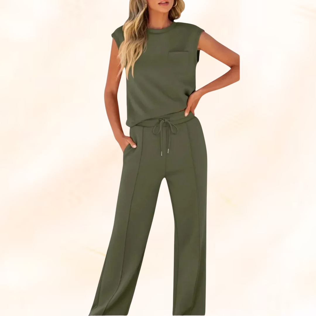 JENNIFER - Women's Sleeveless Top and Wide Leg Pants Set