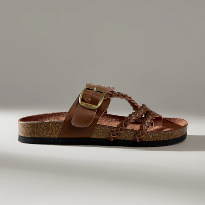 Hazel - Braided Leather Slides