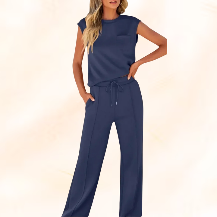 JENNIFER - Women's Sleeveless Top and Wide Leg Pants Set