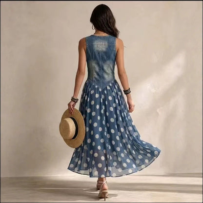 Positano - Denim Polka Maxi