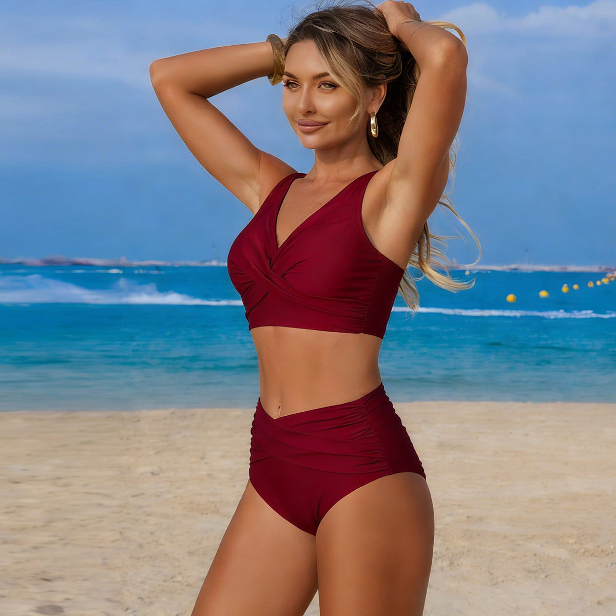 Jasmijn | Hoge Taille Bikini met Twist-Detail