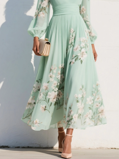 Blossom – Floral V Neck Midi Dress
