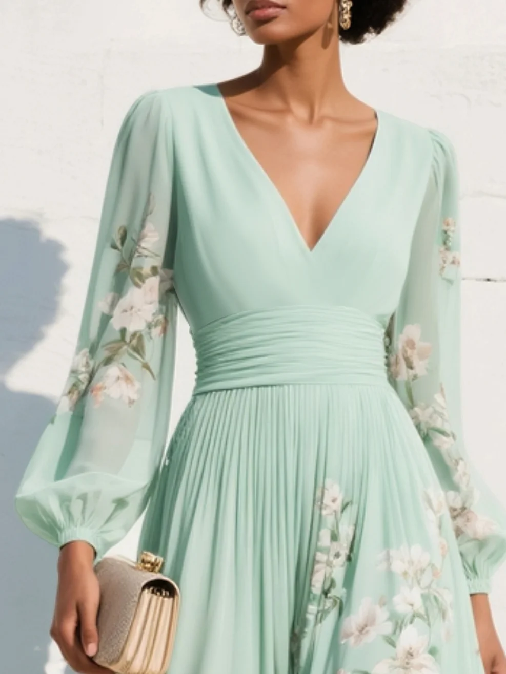Blossom – Floral V Neck Midi Dress