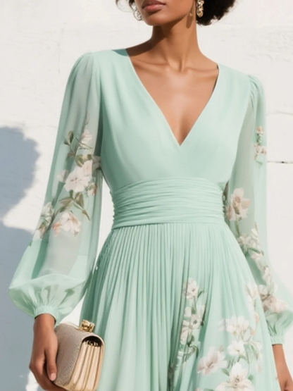 Blossom – Floral V Neck Midi Dress