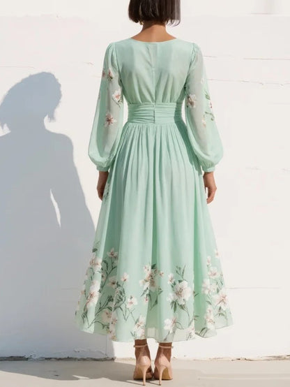 Blossom – Floral V Neck Midi Dress
