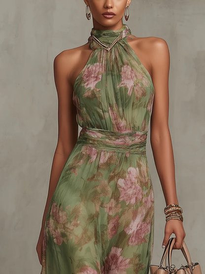 Jade Floral Halter Dress