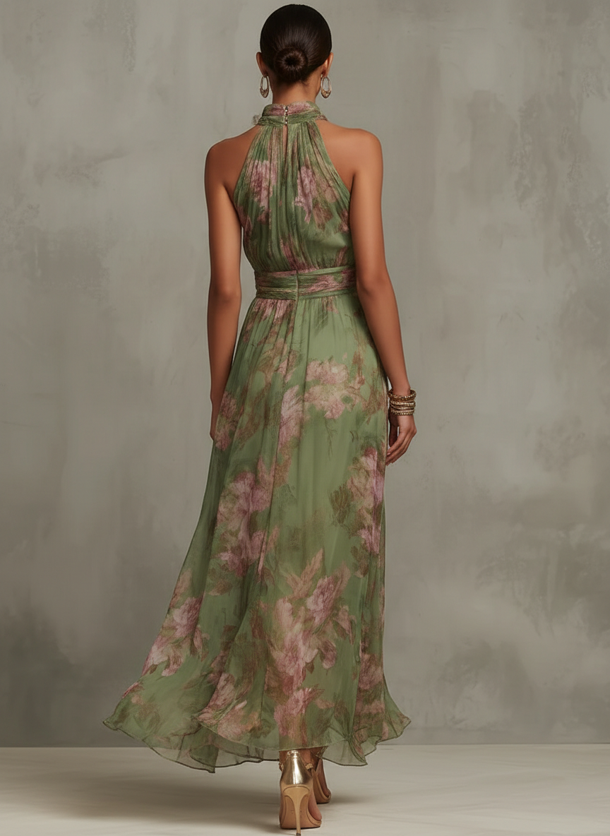 Jade Floral Halter Dress