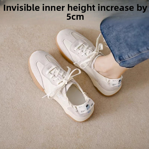 Women's Breathable Leather Ballet Training Sneakers with Inner Height