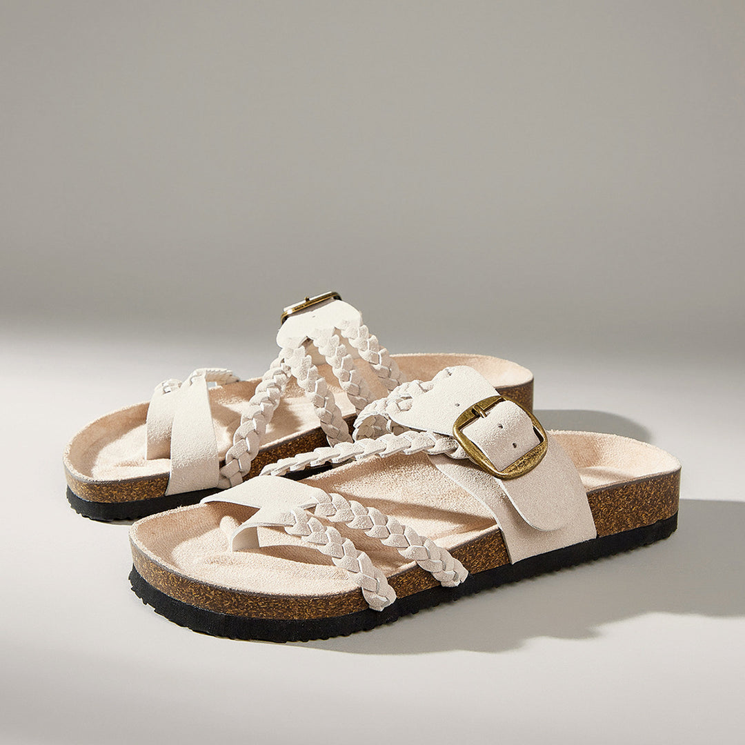 Hazel - Braided Leather Slides