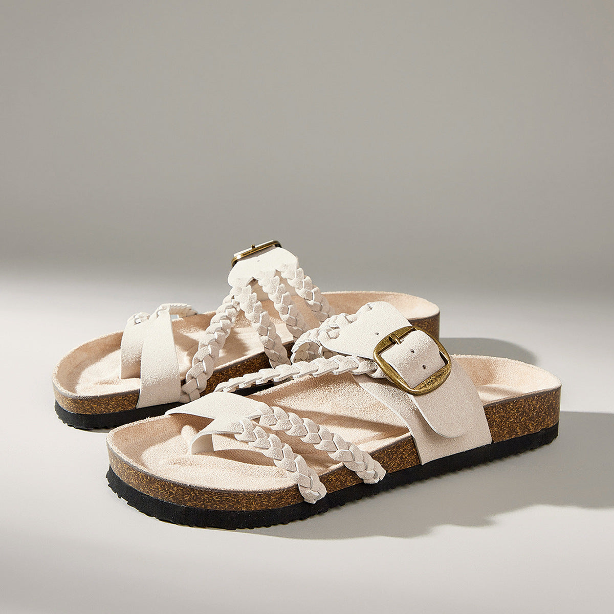 Hazel - Braided Leather Slides