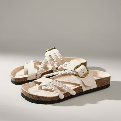 Hazel - Braided Leather Slides