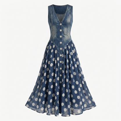 Positano - Denim Polka Maxi