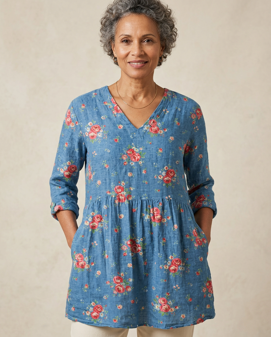 Melanie — Soft-Knit V-Neck Blouse