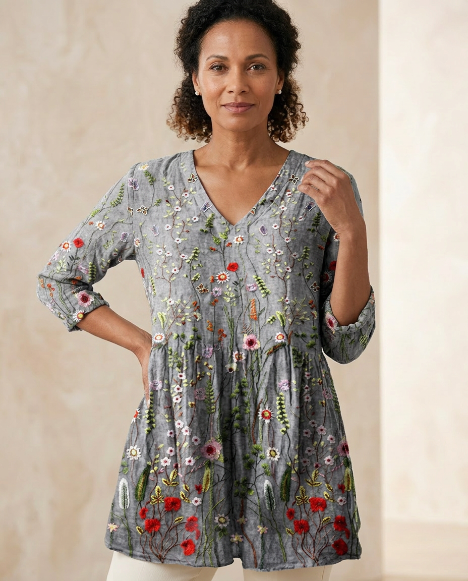 Amelie — Soft-Knit V-Neck Blouse